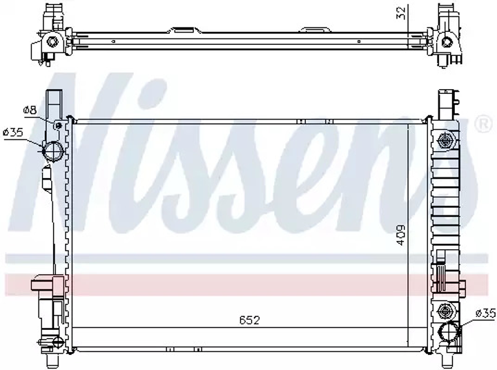 Радиатор охлаждения двигателя MERCEDES-BENZ B-CLASS, NISSENS (62799A) - изображение 1