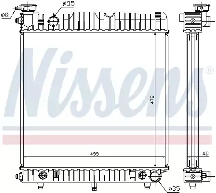 Радіатор охолодження двигуна MERCEDES-BENZ T1/TN, NISSENS (62632) - зображення 1