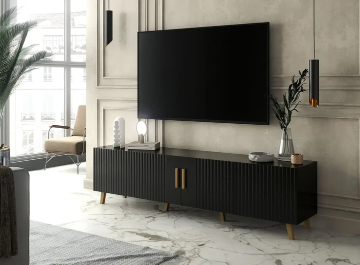 Тумба под телевизор 200 Verona Artos Design Черный Польша (ламинированная ДСП/ламинированная МДФ) - изображение 3