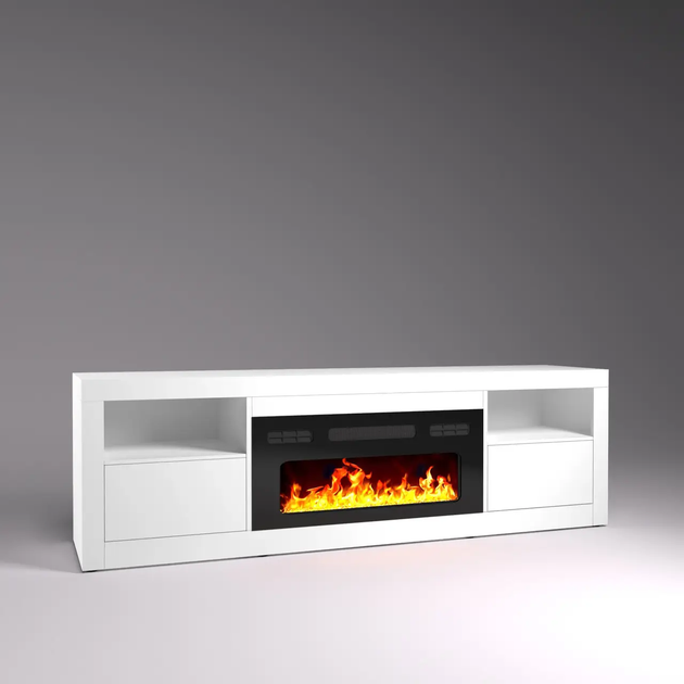 Тумба під телевізор із електричним каміном Pride Artos Design Білий Польща (ламінована ДСП) - зображення 2