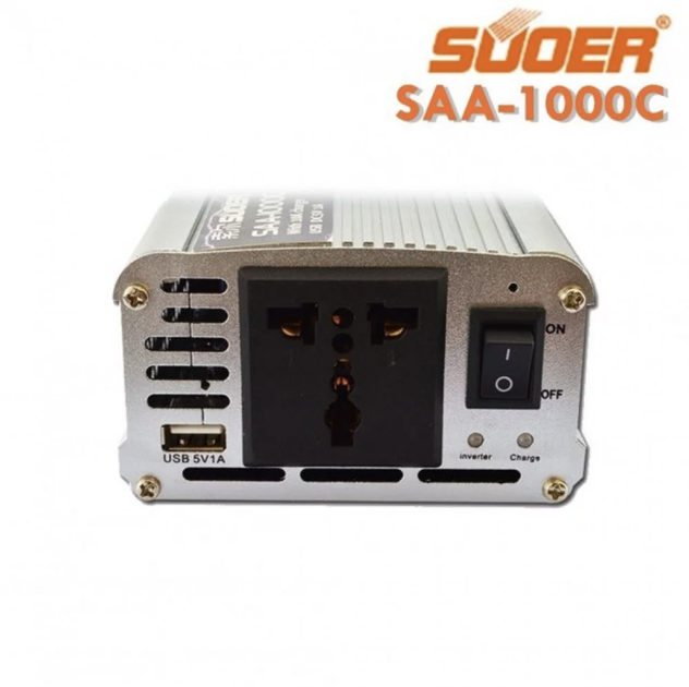 Інвертор 12V 220V Suoer SAA-1000C із зарядкою 10 А + USB - зображення 3
