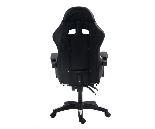 Ігрове комп'ютерне крісло для геймерів та роботи для дому EC GAMING 2806 Чорно-біле обшите екошкірою та з підставкою для ніг - изображение 4
