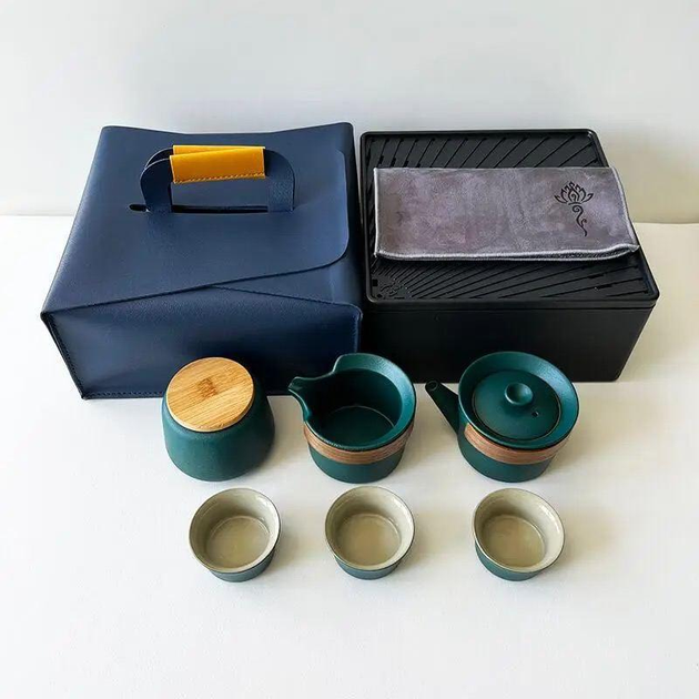 Дорожный чайный набор китайский Gongfu Tea Set Зеленый для чайной ...