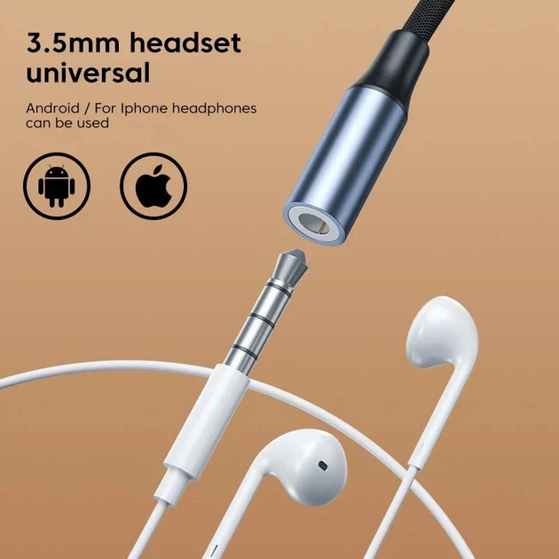 おすC Кабель аукс Mini-jack 3.5 mm на Type-C переходник адаптер на USB-C