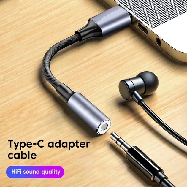 おすC Кабель аукс Mini-jack 3.5 mm на Type-C переходник адаптер на USB-C