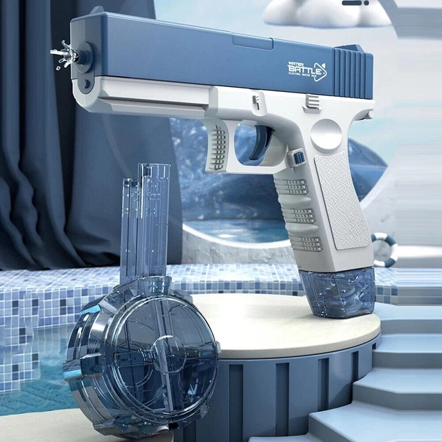 Водяний пістолет UKBOO акумуляторний електричний Water Gun Glock, 2 обойми, синій (LK-1- B) - Фото 3 Водяний пістолет UKBOO акумуляторний електричний Water Gun Glock, 2 обойми, синій (LK-1- B) - зображення 3
