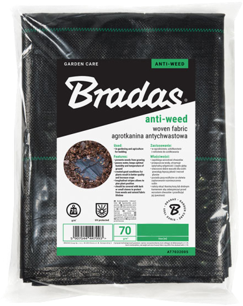 Агротканина проти бур'янів Bradas 70 г/м² 0.8x10 м Чорна (AT7008010) - зображення 1