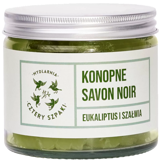 Mydło Mydlarnia Cztery Szpaki Savon Noir konopne Eukaliptus Szałwia 250 g (5902557262571) - obraz 1