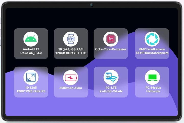 Планшет 10.1" Full HD Blackview Tab 7 Pro 10/128Gb 4G 2-SIM 8 ядер Android 12 6580 mAh Серый - изображение 5