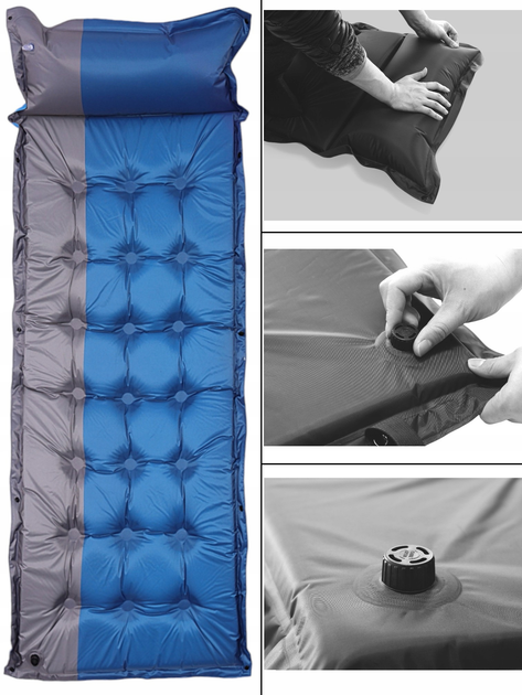 Mata samopompująca SportVida SV-LN0001 180 x 60 cm Blue-Grey (5903949201802) - obraz 5