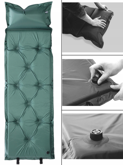 Mata samopompująca SportVida SV-LN0002 180 x 60 cm Green (5903949201802) - obraz 3