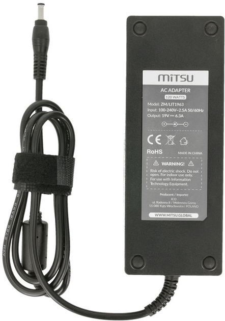 Zasilacz sieciowy Mitsu 120W 19V 6.3A do notebooka Asus/Toshiba/MSI (ZM/LIT1963) - obraz 5