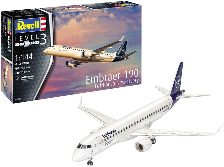 Збірна модель Revell Embraer 190 Lufthansa New Livery масштаб 1:144 (4009803038834) - зображення 1