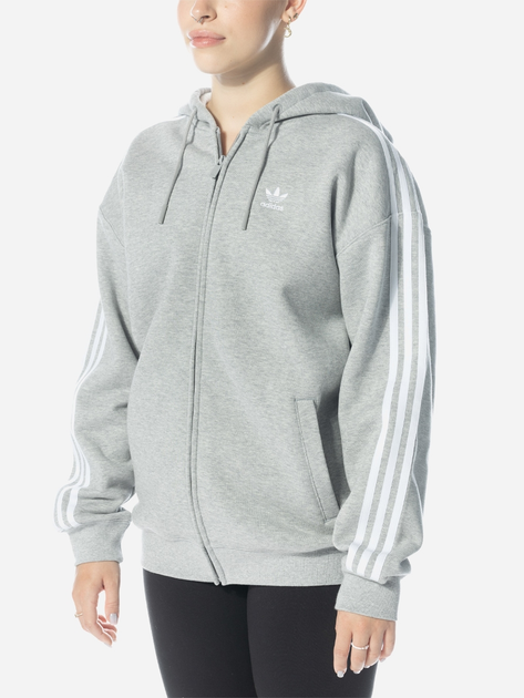 Bluza damska rozpinana streetwear z kapturem długa adidas Adicolor Classics 3-Stripes Full-Zip Hoodie W IK0437 S Szary (4066761398455) - obraz 1