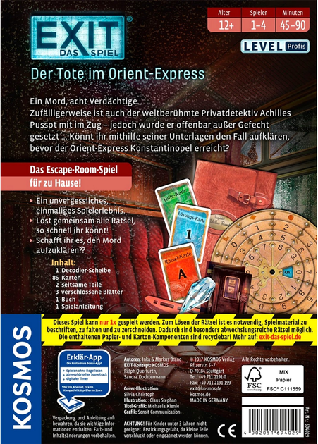 Настільна гра Kosmos Exit The Dead Man on the Orient Express (4002051694029) - зображення 3