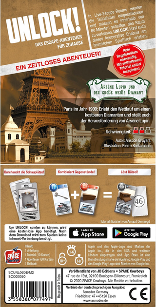 Gra planszowa Asmodee Unlock Timeless Adventures Arsene Lupin And The Great White Diamond (3558380077497) - obraz 3