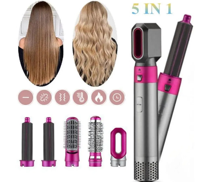 Стайлер випрамляч браш 5в1 Hot Air Styler для різних типів волосся з функціями надання об'єму випрямлення укладання - изображение 5