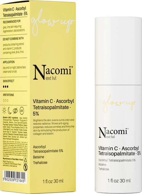 Serum do twarzy Nacomi Next Level z witaminą C Ascorbyl Tetraisopalmitate 5 % 30 ml (5902539721645) - obraz 1