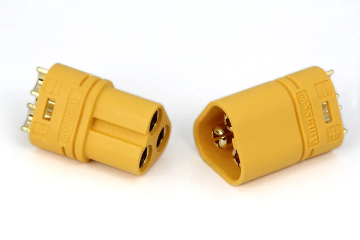 Конектор силовий AMASS MT60 (M+F) 3PIN (мама і тато) 1 пара з ковпачками Max 60a - зображення 3