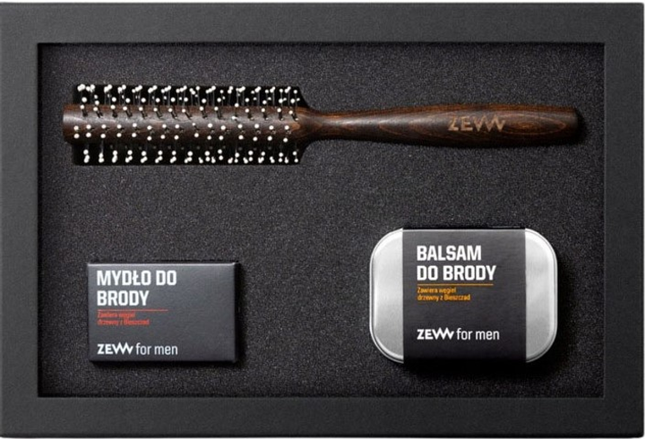 Zestaw Zew For Men Broda Na Sztorc mydło do brody 85 ml + balsam do brody 80 ml + roller do włosów i brody (5903766462790) - obraz 1