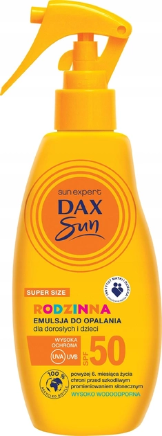 Emulsja do opalania Dax Sun dla doroslych i dzieci SPF 50 200 ml (5900525057600) - obraz 1