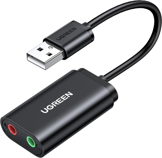 Звуковая карта UGREEN US205 USB 2.0 to 2x3.5mm Black (30724) - изображение 1
