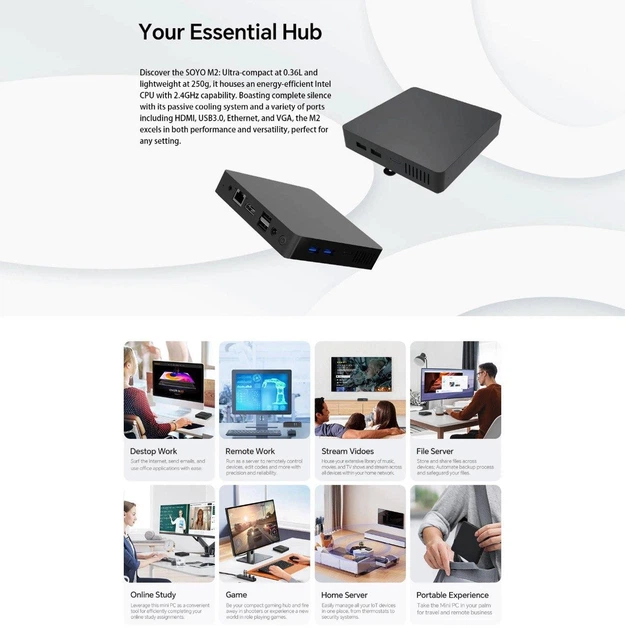 Міні ПК SOYO M2 Mini PC Intel N3350 / 6GB RAM / 64GB ROM / Windows