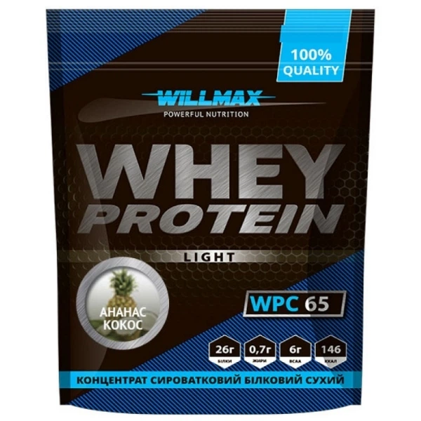 Протеїн Willmax Whey Protein 65 1000 г 25 servings Pineapple Coconut - Фото 1 Протеїн Willmax Whey Protein 65 1000 г 25 servings Pineapple Coconut - зображення 1