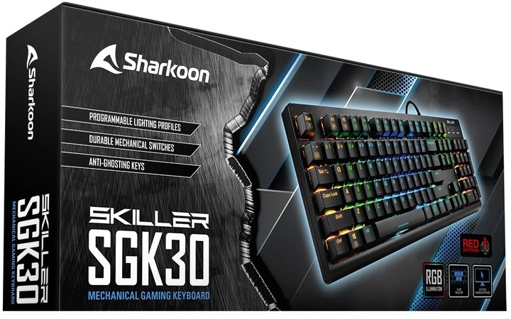 Klawiatura przewodowa Sharkoon Skiller SGK30 Huano Red USB Black (4044951030842) - obraz 5