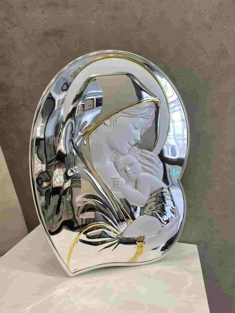 Срібна ікона Матір Божа з Ісусиком (код 4721/40D) 32*40 см - зображення 2