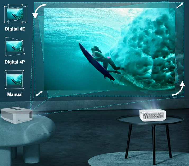 Мультимедійний проектор Xgody X1 з підтримкою 4K, 5G WiFi та Bluetooth 12000 Лм з роздільною здатністю 1080P HD на базі ОС Android та звуком Dolby Sound Б/В - зображення 6