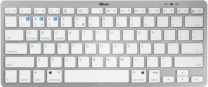 Клавіатура бездротова Trust Nado Bluetooth Silver (UKR) - Фото 1 Клавіатура бездротова Trust Nado Bluetooth Silver (UKR) - зображення 1