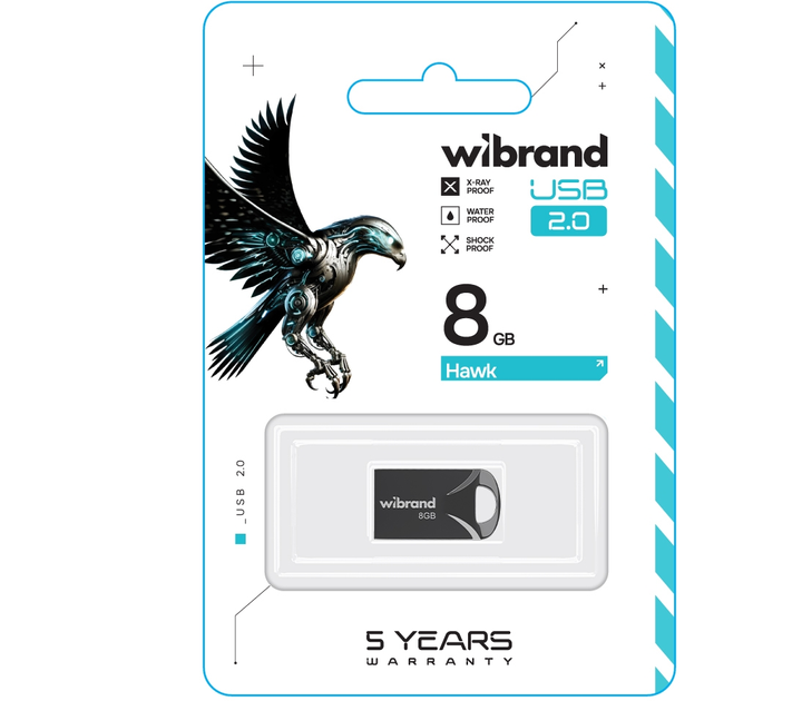 USB Flash Wibrand USB 2.0 Hawk 8Gb Black - Фото 2 USB Flash Wibrand USB 2.0 Hawk 8Gb Black - зображення 2