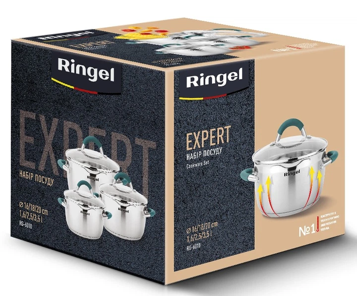 Набір каструль RINGEL EXPERT 6 пр. 1.6 л+2.5 л+3.5 л (RG-6010) - изображение 5