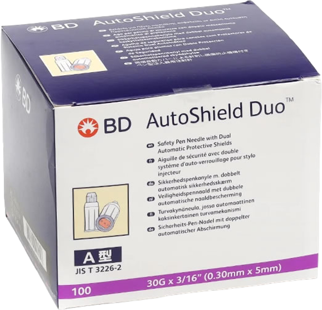 Голка для шприца BD Insulin Pen AutoShield Duo 0.30 мм 30G х 5 мм 100 шт (0382903296057) - зображення 1