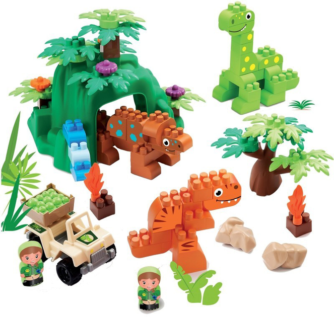 Klocki konstrukcyjne Ecoiffier Abrick Dinoland With Figures And Vehicle 87 elementów (3280250029953) - obraz 1