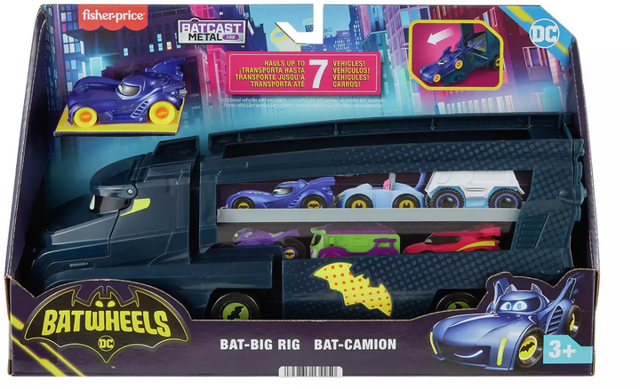 Transporter samochodowy Mattel Batwheels DC Bat-Big Rig Hauler z autem (0194735134250) - obraz 1