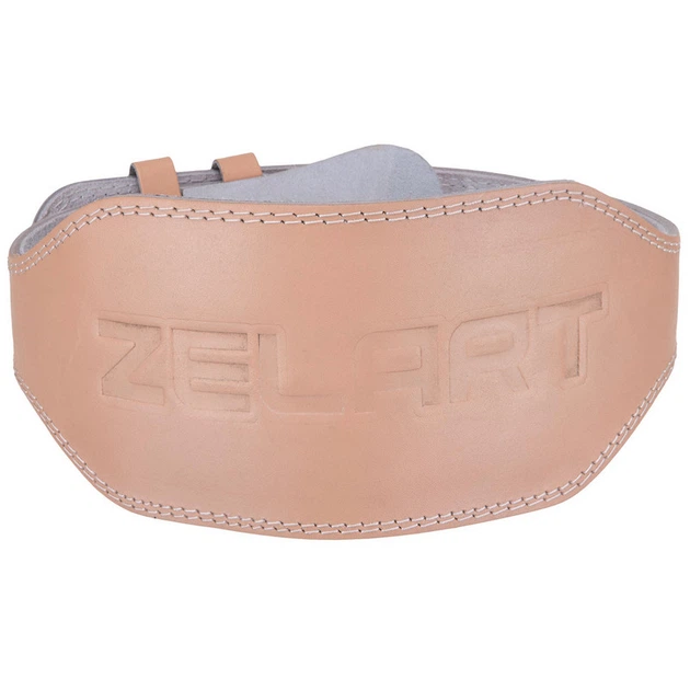 Пояс атлетичний шкіряний Zelart Deluxe (шкіра, ширина-6in (15см), розмір L, з підкладкою для спини, бежевий) - зображення 3