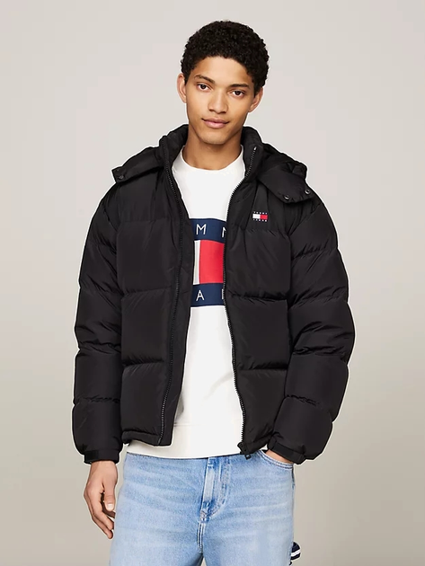 Пуховик зимовий короткий чоловічий Tommy Hilfiger DM0DM19537-BDS S Чорний (8720636575919) - зображення 1