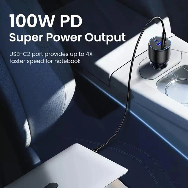 Автомобильное зарядное устройство UGREEN 130W USB C PD Car Charger Black (CD293) - изображение 2