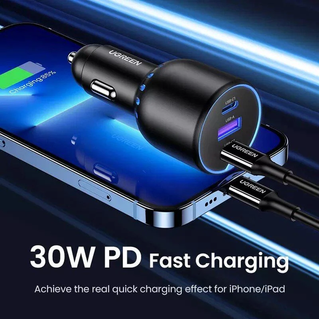 Автомобильное зарядное устройство UGREEN 130W USB C PD Car Charger Black (CD293) - изображение 6