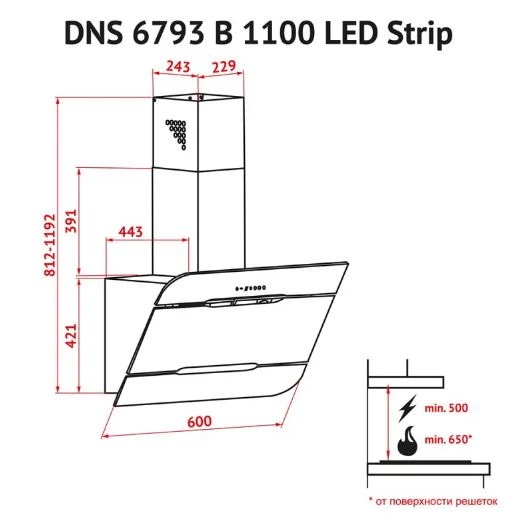 Витяжка Perfelli DNS 6793 B 1100 BL LED Strip - изображение 8