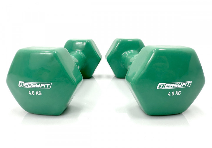 Гантель для фітнесу 4 кг EasyFit із вініловим покриттям зелена - Фото 2 Гантель для фітнесу 4 кг EasyFit із вініловим покриттям зелена - зображення 2