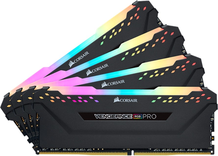 Оперативна пам'ять Corsair DDR4-3600 65536MB PC4-28800 (Kit of 4x16384) Vengeance RGB Pro Black (CMW64GX4M4D3600C18) - зображення 1