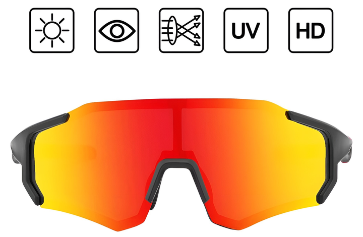Okulary rowerowe Rockbros 10181 Black-Red (7016802868994) - obraz 5