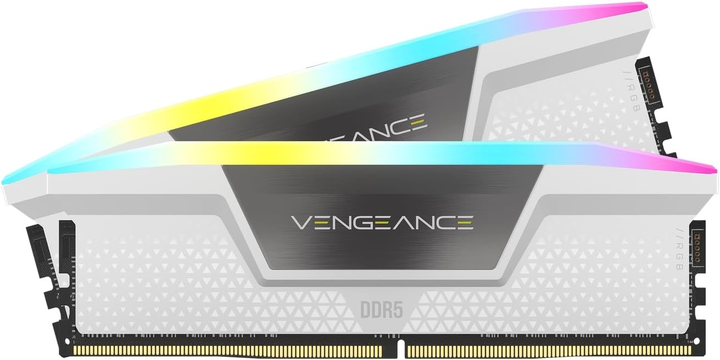 Оперативна пам'ять Corsair DDR5-6400 32768MB PC5-51200 (Kit of 2x16384) Vengeance RGB White (CMH32GX5M2B6400C32W) - зображення 1