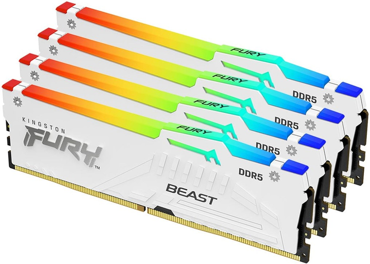 Pamięć RAM Kingston Fury DDR5-5600 65536MB PC5-44800 (Kit of 4x16384) FURY Beast RGB White (KF556C40BWAK4-64) - obraz 1