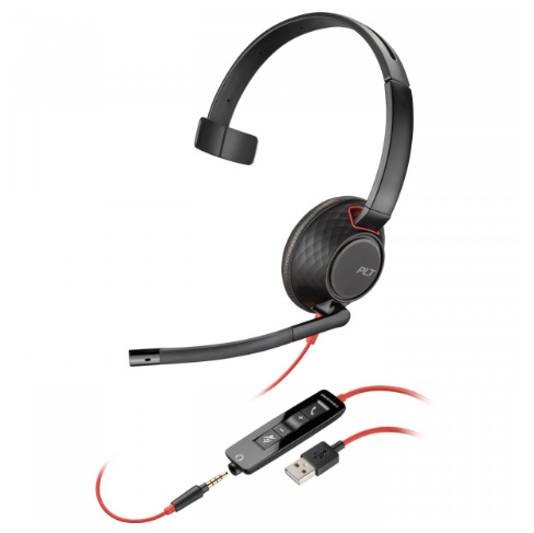 Проводная гарнитура Poly BlackWire 5210 USB-A HS Mono Black-Red (80R98AA) - Фото 1 Проводная гарнитура Poly BlackWire 5210 USB-A HS Mono Black-Red (80R98AA) - изображение 1