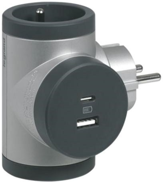 Blok Legrand obrotowy 2x2P+Z gniazda boczne, z USB A+C Graphite (3414971943001) - obraz 4