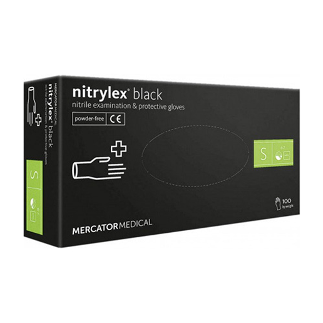 Рукавиці Nitrylex Black нітрилові S 100 шт. Чорні (132295) - зображення 1